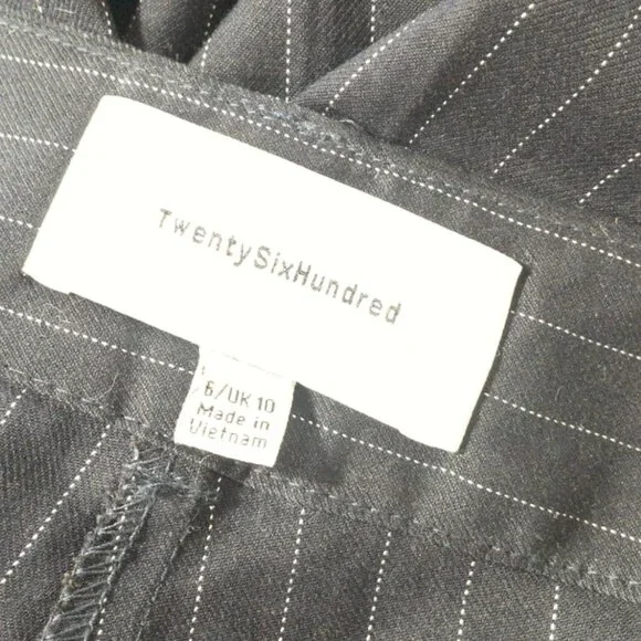 Anthropologie TwentySixHundred Navy Striped Wide Leg Dress Pants SZ 6 High Waist - Picture 5 of 14